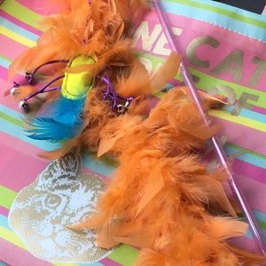 Perfect Cat Toy Orange Feathers Wand